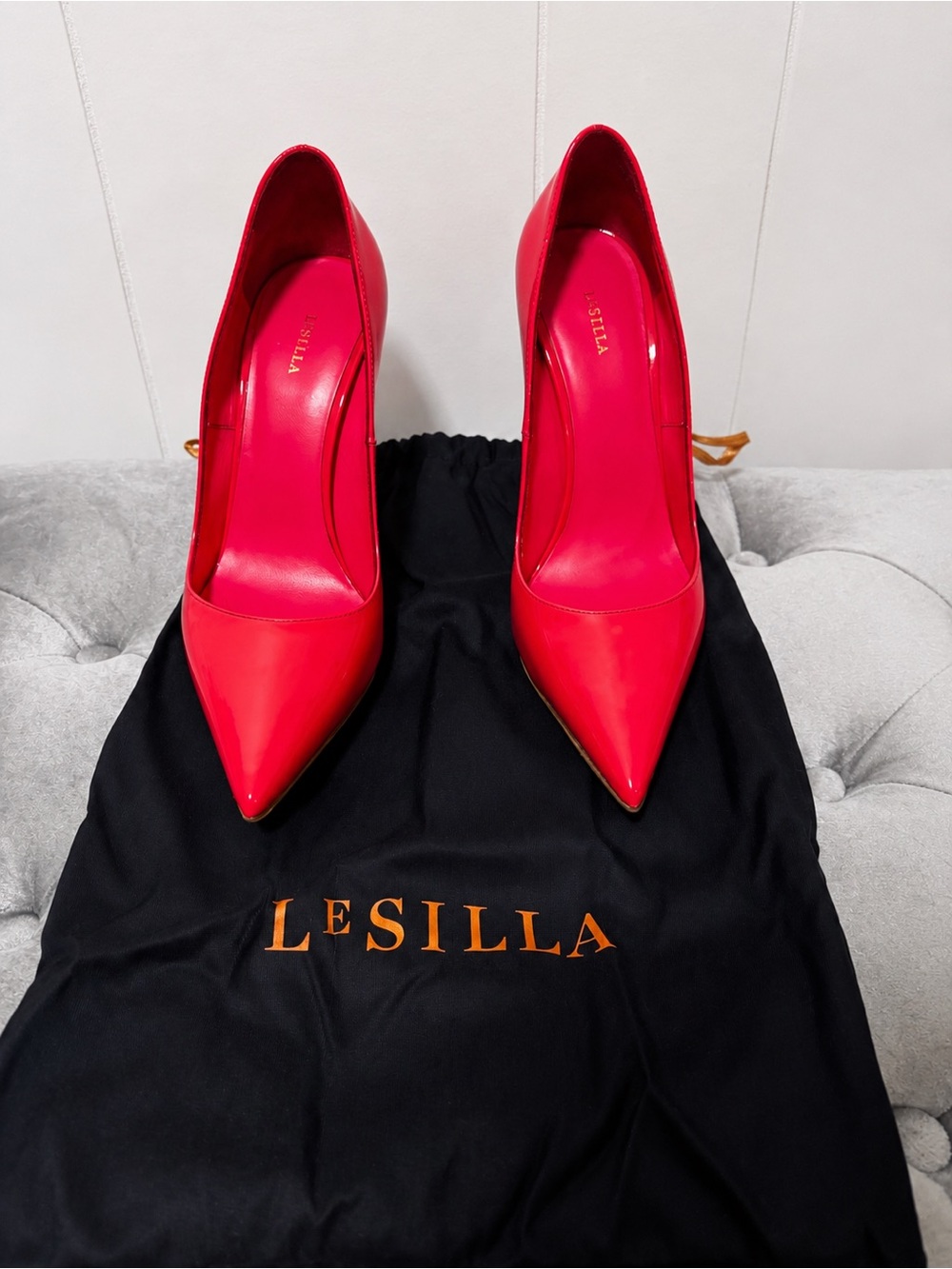 Le Silla Neon Coral Patent Leather Pumps EU 37.5 / US 7.5 120mm Heels